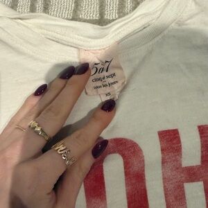 Cinq à Sept White and Red Short Sleeve Tee